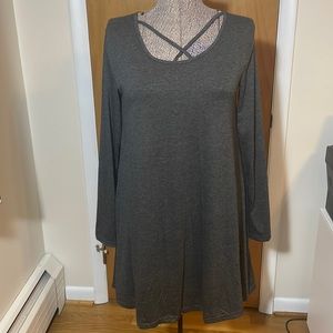 5th and Love NWT Womens Medium Charcoal Gray Shift Dress Long Sleeve